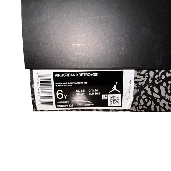 Air Jordan Retro 3 Cardinal Red Women’s 7 - Picture 5 of 8